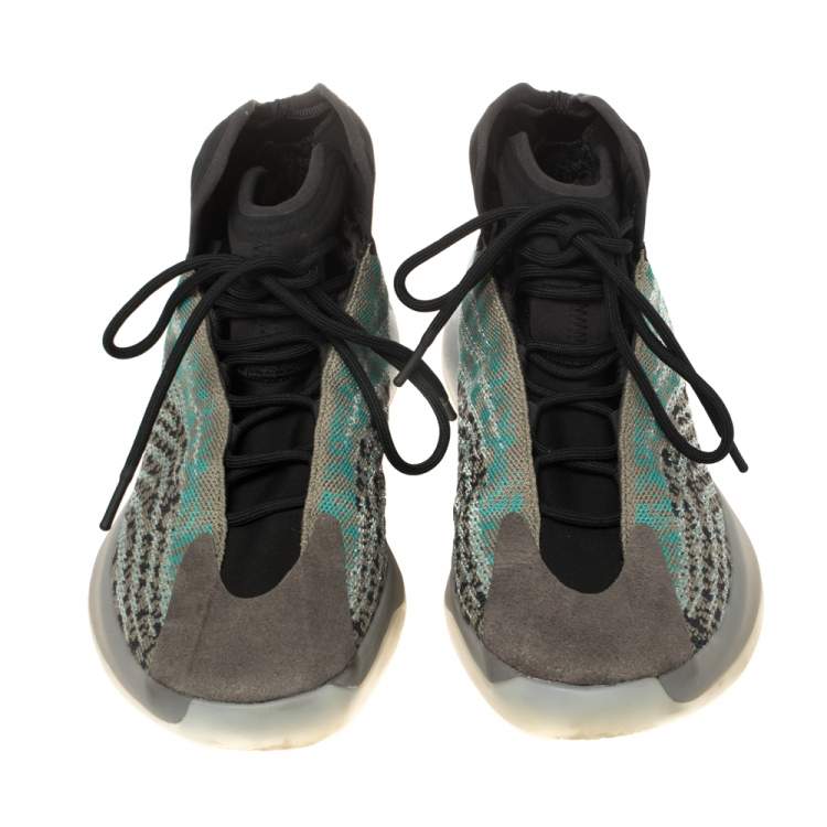 مملوكة مسبقًا Yeezy x Adidas Teal Blue/Grey Cotton Knit Quantum Sneaker Size 46 2/3