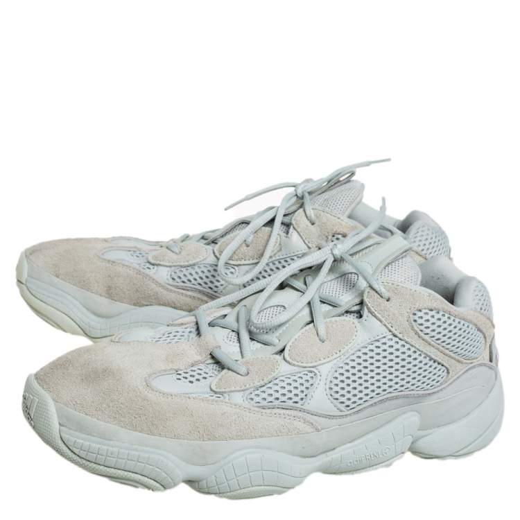 Pre Owned Yeezy x adidas Grey Mesh And Suede 500 Salt Low Top Sneakers Size 46.5