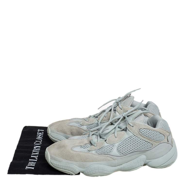 Pre Owned Yeezy x adidas Grey Mesh And Suede 500 Salt Low Top Sneakers Size 46.5
