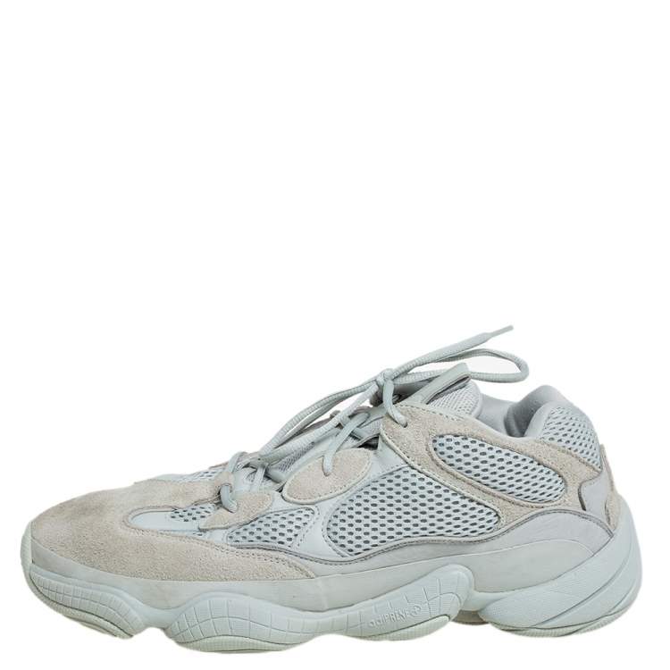 Pre Owned Yeezy x adidas Grey Mesh And Suede 500 Salt Low Top Sneakers Size 46.5