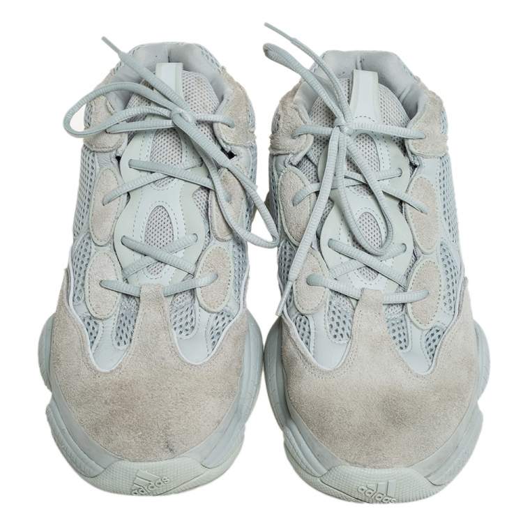 Pre Owned Yeezy x adidas Grey Mesh And Suede 500 Salt Low Top Sneakers Size 46.5