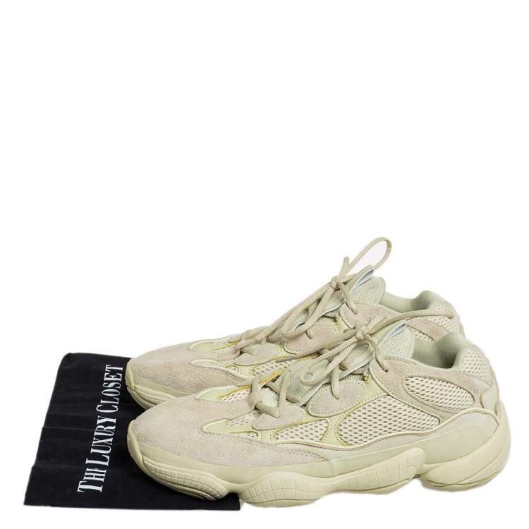 Pre Owned Yeezy x adidas Yellow Mesh And Suede 500 Desert Rat Low Top Sneakers Size 46 2/3