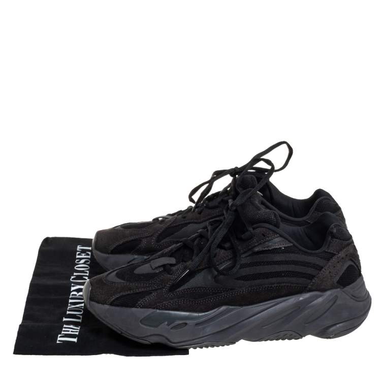 Pre Owned Yeezy x Adidas Bosst 700 V2 Vanta Dark Grey Suede And Fabric Lace Up Sneakers Size 43.5