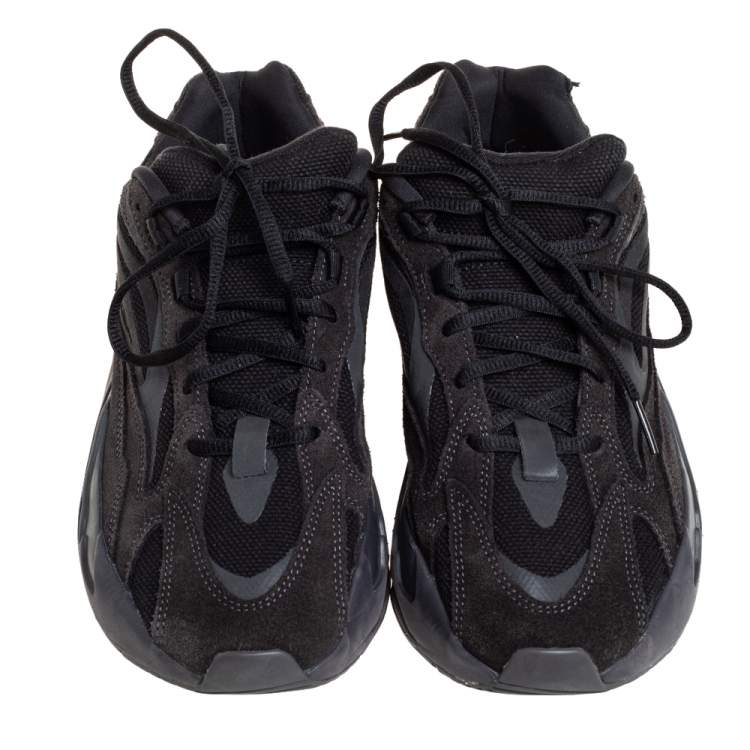 Pre Owned Yeezy x Adidas Bosst 700 V2 Vanta Dark Grey Suede And Fabric Lace Up Sneakers Size 43.5