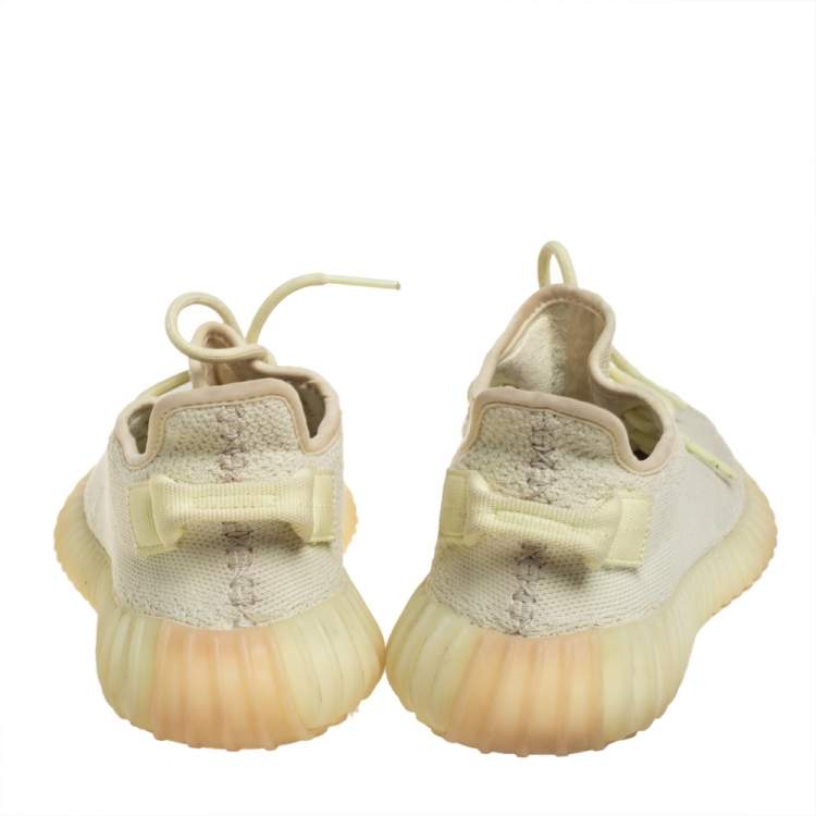 مملوكة مسبقًا Yeezy x Adidas Knit Fabric Boost 350 V2 Butter Sneakers Size FR38 2/3