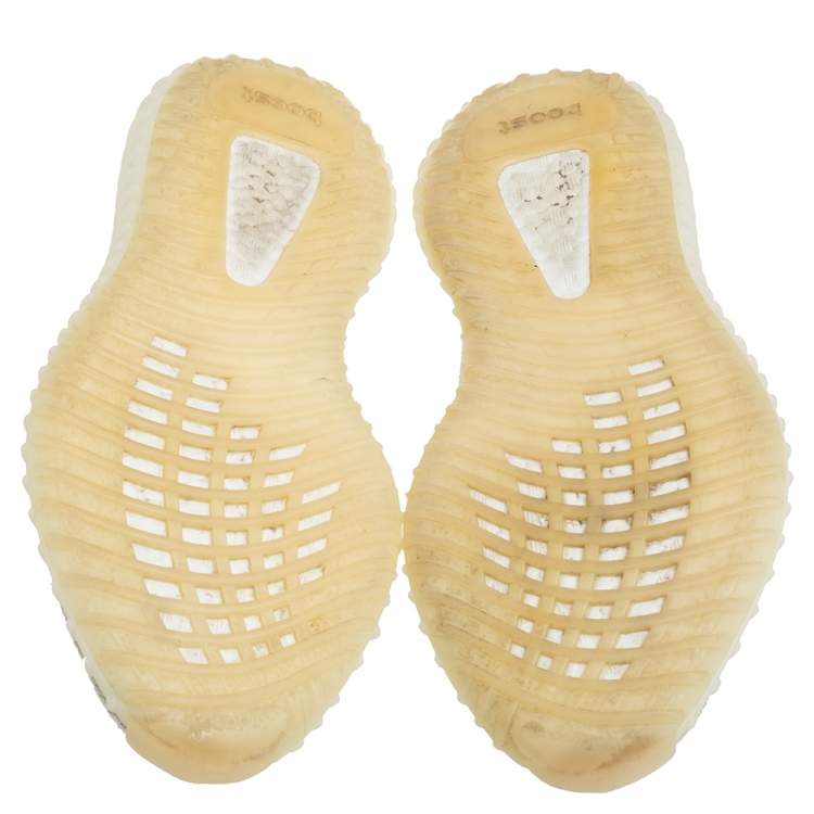 Pre Owned Yeezy x Adidas White Knit Fabric Boost 350 V2 Triple White Low Top Sneakers Size 41 1/3