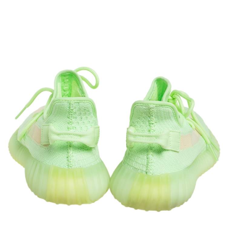 Pre Owned Yeezy x adidas Green Knit Fabric Boost 350 V2 Glow Low Top Sneakers Size 43 1/3