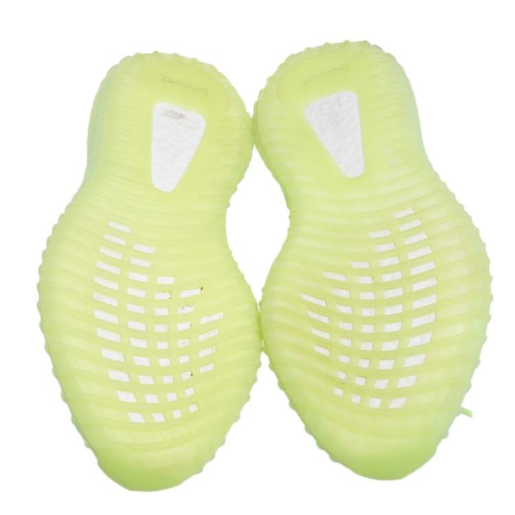 Pre Owned Yeezy x adidas Green Knit Fabric Boost 350 V2 Glow Low Top Sneakers Size 43 1/3