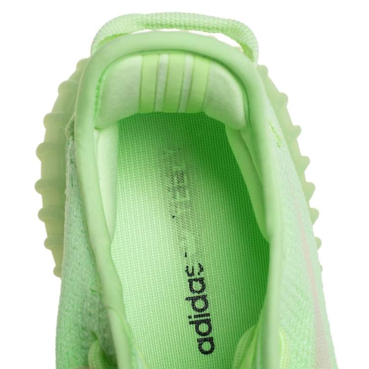 Pre Owned Yeezy x adidas Green Knit Fabric Boost 350 V2 Glow Low Top Sneakers Size 43 1/3