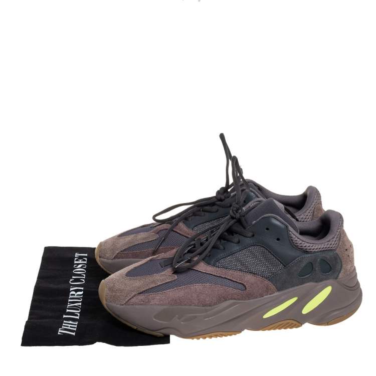 Pre Owned Yeezy x adidas Grey Mesh And Suede Boost 700 V2 Geode Sneakers Size 46