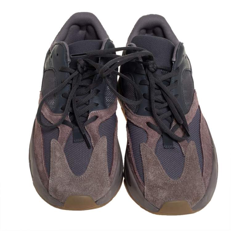 Pre Owned Yeezy x adidas Grey Mesh And Suede Boost 700 V2 Geode Sneakers Size 46