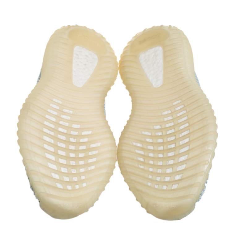 Pre Owned Yeezy x adidas White/Blue Knit Fabric Boost 350 V2 Cloud White Non Reflective Sneakers Size 42 2/3