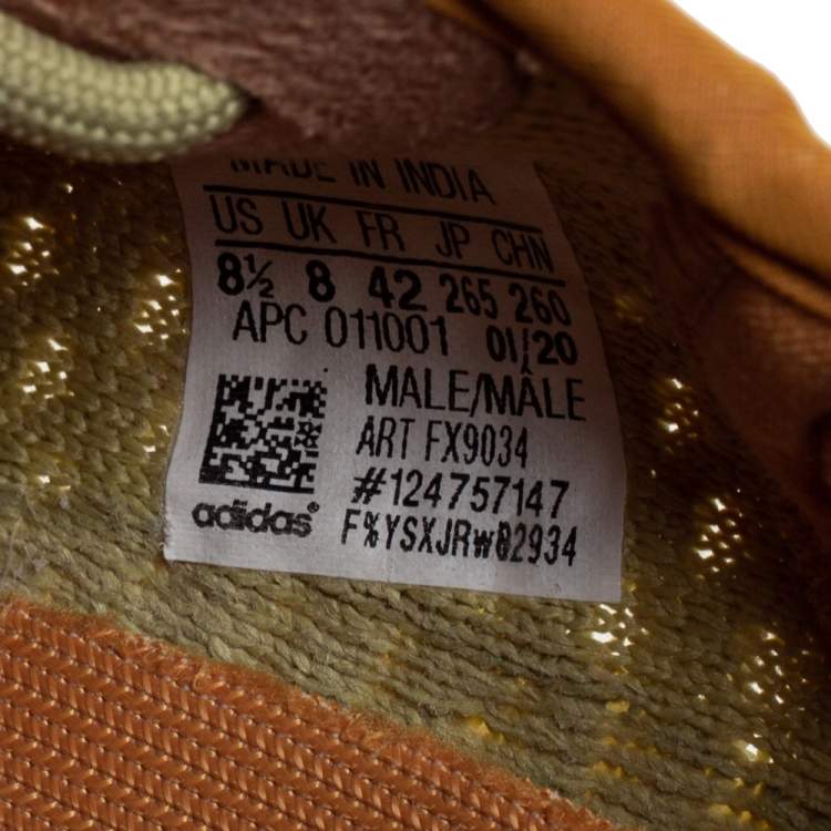 Pre Owned Yeezy x adidas Green Knit Fabric Boost 350 V2 Marsh Sneakers Size 42