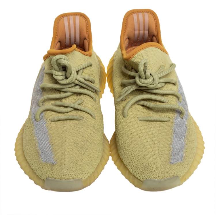 Pre Owned Yeezy x adidas Green Knit Fabric Boost 350 V2 Marsh Sneakers Size 42