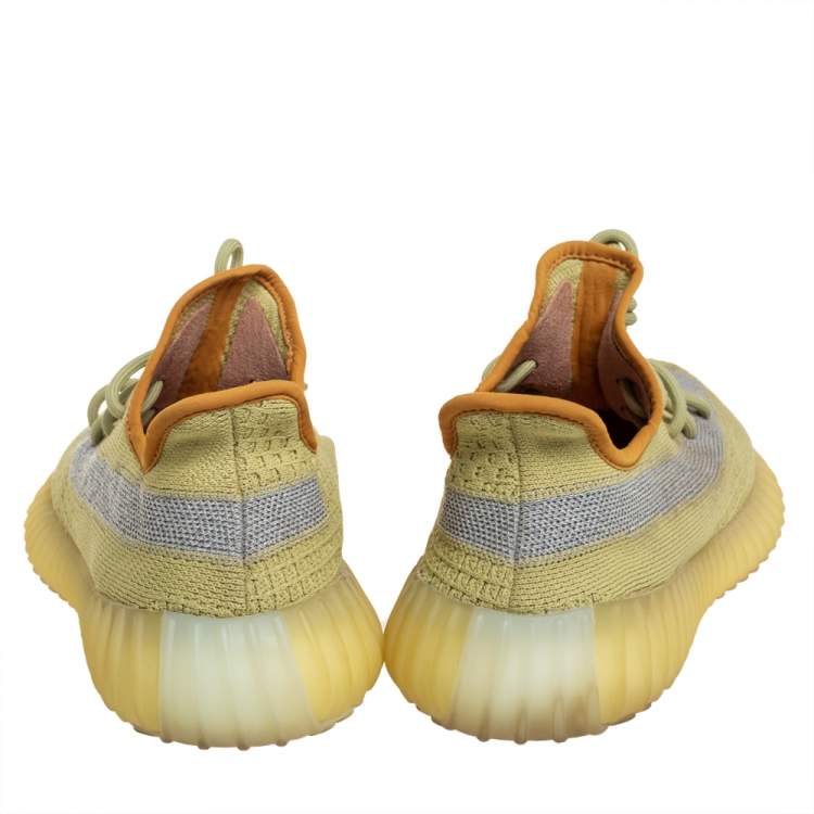 Pre Owned Yeezy x adidas Green Knit Fabric Boost 350 V2 Marsh Sneakers Size 42