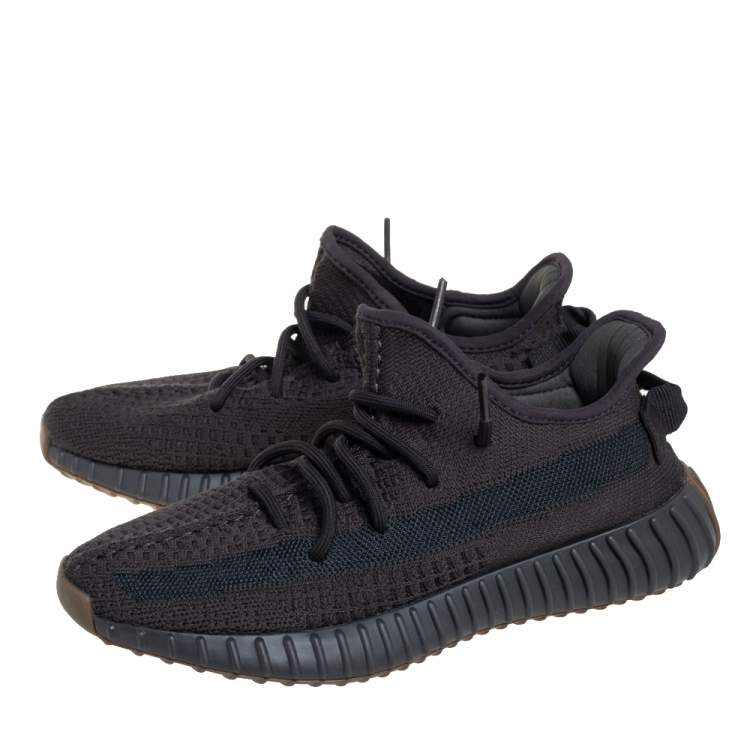 Pre Owned Yeezy x adidas Black Knit Fabric Boost 350 V2 Cinder Sneakers Size 39 1/3