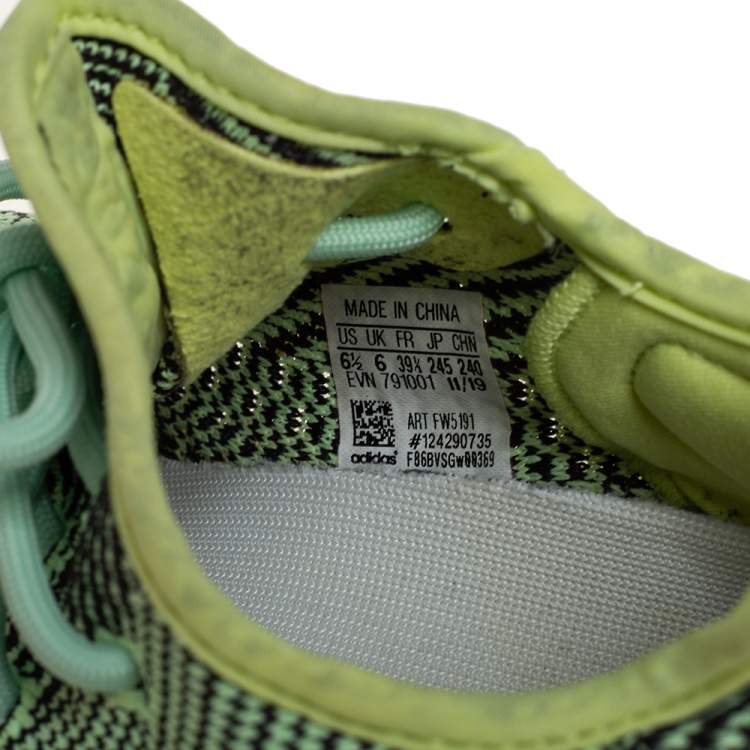 Pre Owned Yeezy x Adidas Green Knit Fabric Boost 350 V2 Yeezreel Low Top  Sneakers Size 39 1/3