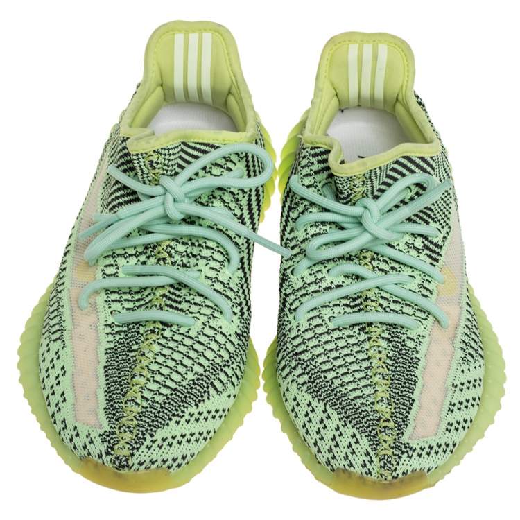 Pre Owned Yeezy x Adidas Green Knit Fabric Boost 350 V2 Yeezreel Low Top  Sneakers Size 39 1/3