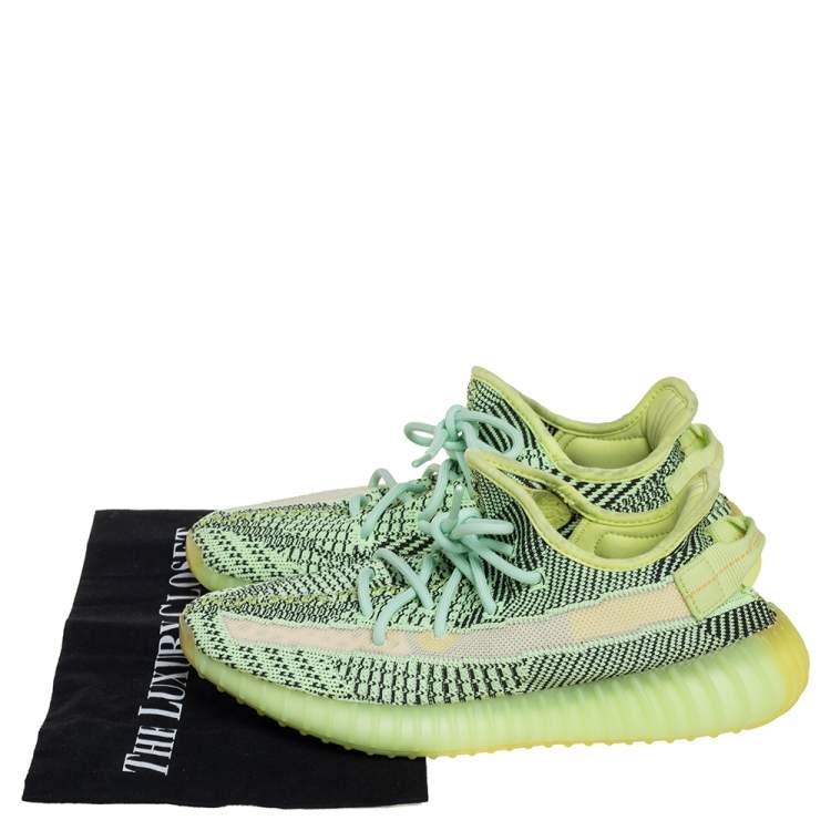 Pre Owned Yeezy x Adidas Green Knit Fabric Boost 350 V2 Yeezreel Low Top  Sneakers Size 39 1/3