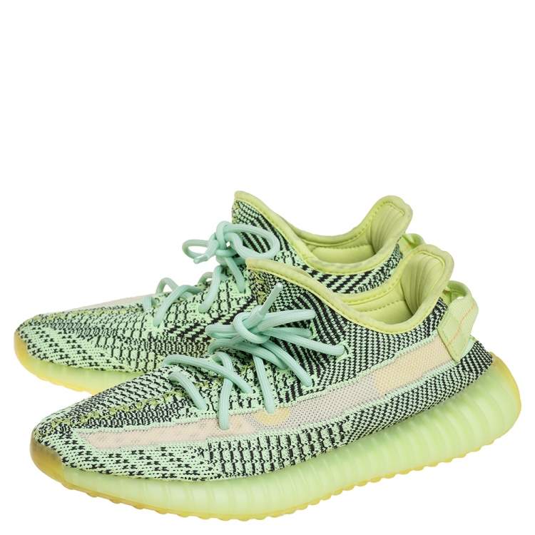 Pre Owned Yeezy x Adidas Green Knit Fabric Boost 350 V2 Yeezreel Low Top  Sneakers Size 39 1/3