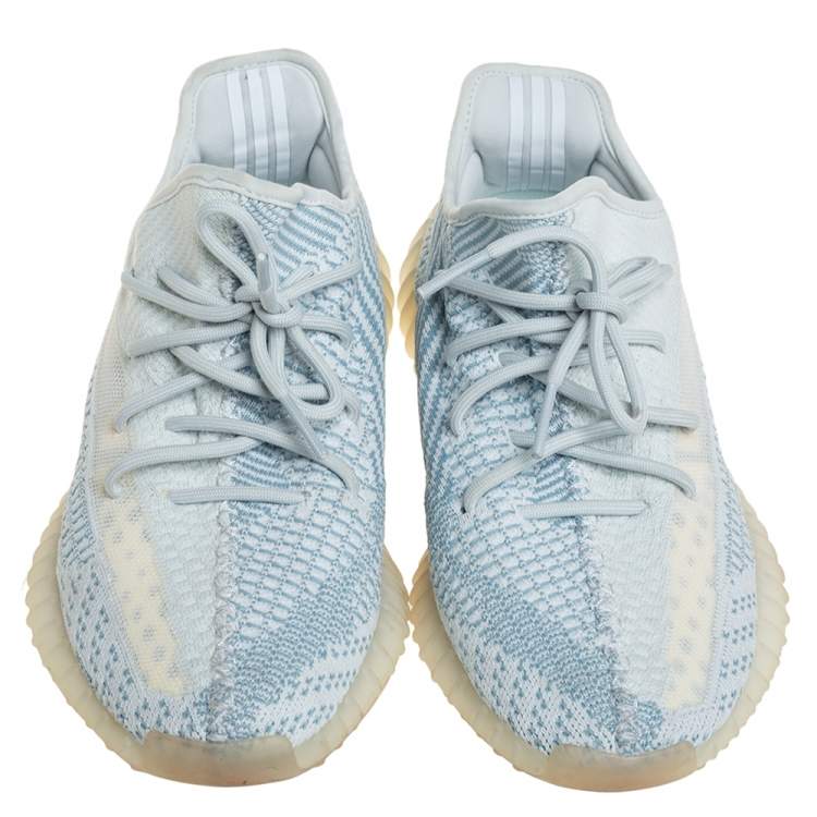 مملوكة مسبقًا Yeezy x adidas Blue/White Knit Fabric Boost 350 V2 Cloud White Sneakers Size 43 1/3