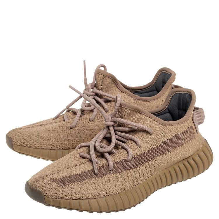 Pre Owned Yeezy x adidas Brown Knit Fabric Boost 350 Earth Low Top Sneakers Size 40 2/3