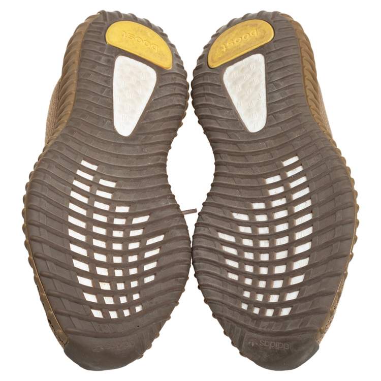 Pre Owned Yeezy x adidas Brown Knit Fabric Boost 350 Earth Low Top Sneakers Size 40 2/3