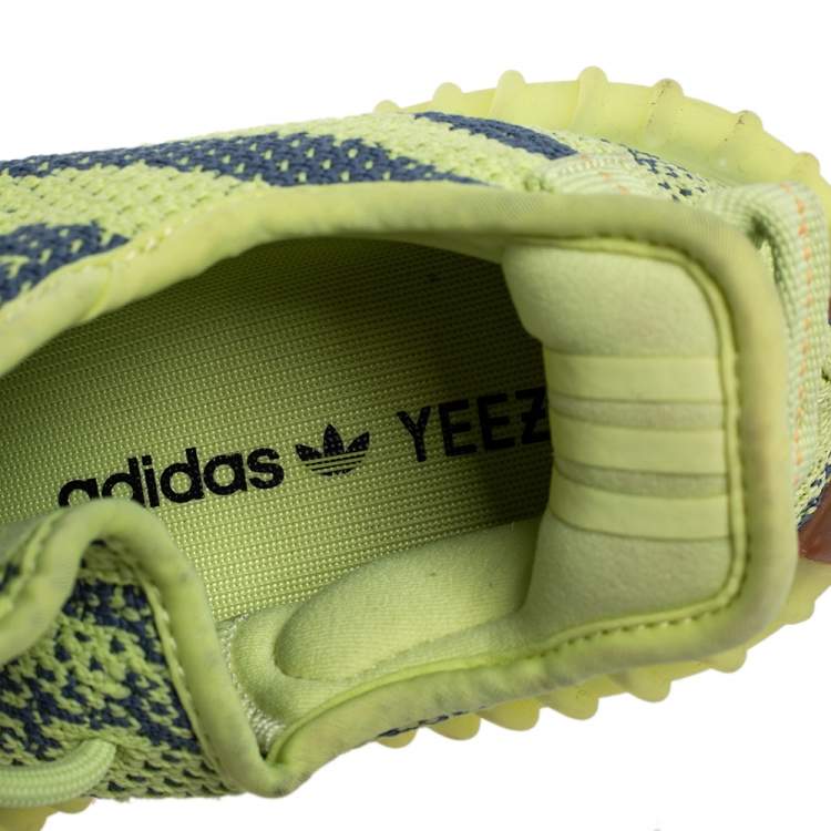 Pre Owned Yeezy x adidas Green/Blue Knit Fabric Boost 350 V2 Zebra Low Top Sneakers Size 40