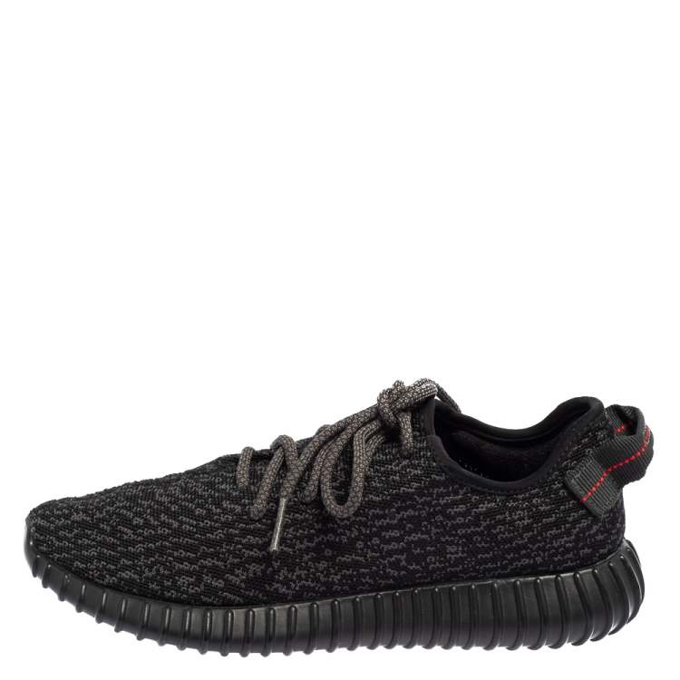 Pre Owned Yeezy x Adidas Black Knit Fabric Pirate Black Boost 350 Sneakers Size 42
