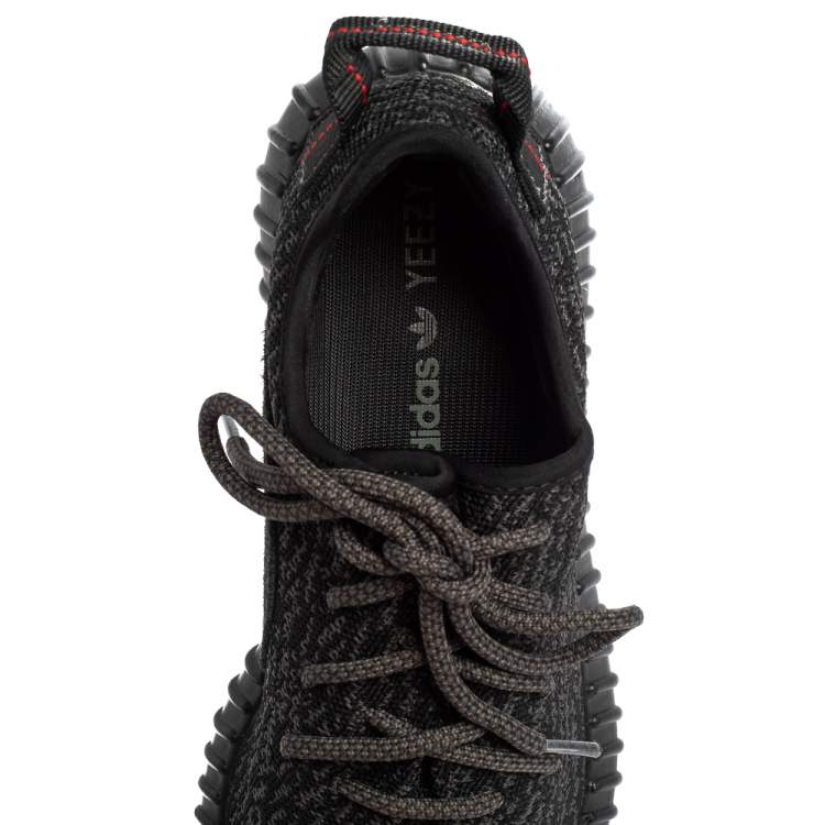 Pre Owned Yeezy x Adidas Black Knit Fabric Pirate Black Boost 350 Sneakers Size 42