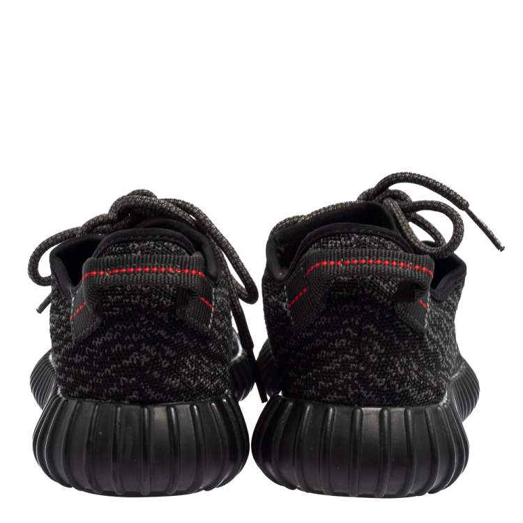 Pre Owned Yeezy x Adidas Black Knit Fabric Pirate Black Boost 350 Sneakers Size 42