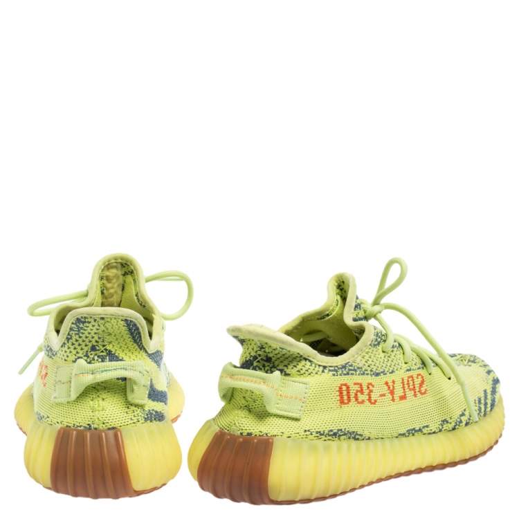 Pre Owned Yeezy x adidas Green/Blue Knit Fabric Boost 350 V2 Zebra Sneakers Size 41 1/3