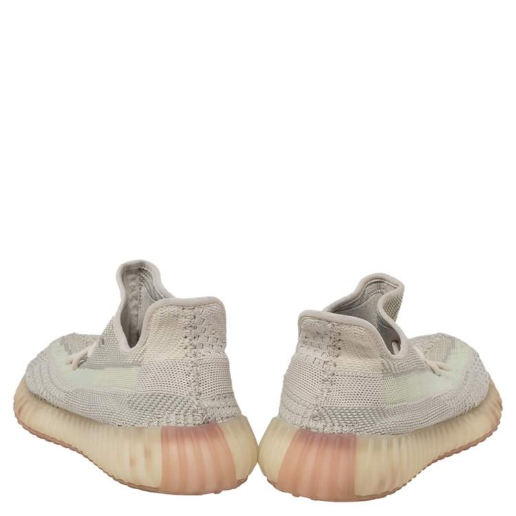 Pre Owned Yeezy x adidas Cream/Grey Knit Fabric Boost 350 V2 Citrin Sneakers Size 42 2/3