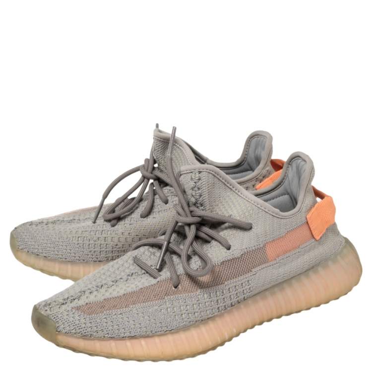 Pre Owned Yeezy x Adidas Grey Cotton Knit Boost 350 V2 True Form Sneakers Size 42
