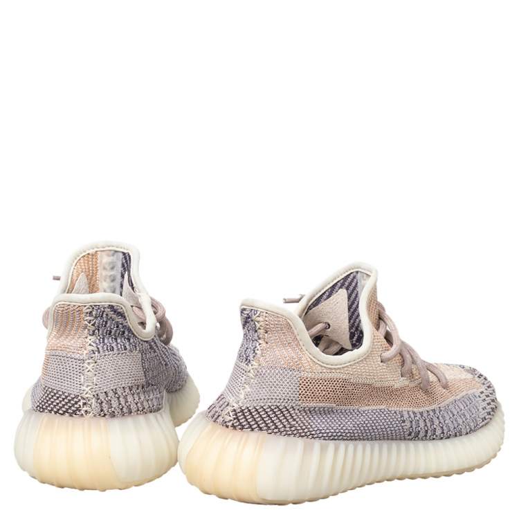 Pre Owned Yeezy x adidas Multicolor Knit Fabric Boost 350 V2  Ash Pearl Sneakers Size 39 1/3