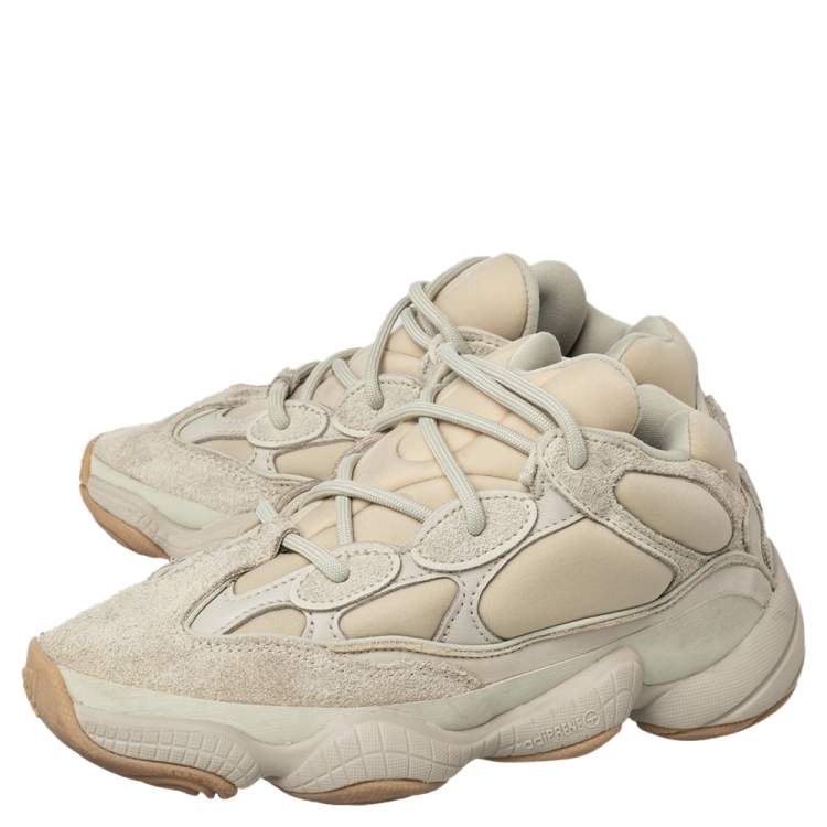 Pre Owned Yeezy x adidas Beige Neoprene And Suede Yeezy 500 Stone Low Top Sneakers Size 36