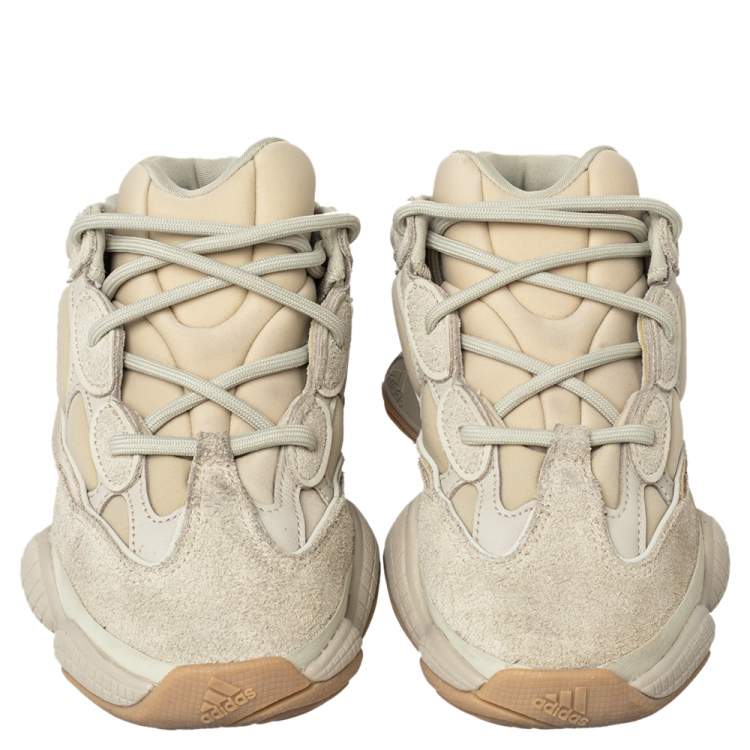 Pre Owned Yeezy x adidas Beige Neoprene And Suede Yeezy 500 Stone Low Top Sneakers Size 36