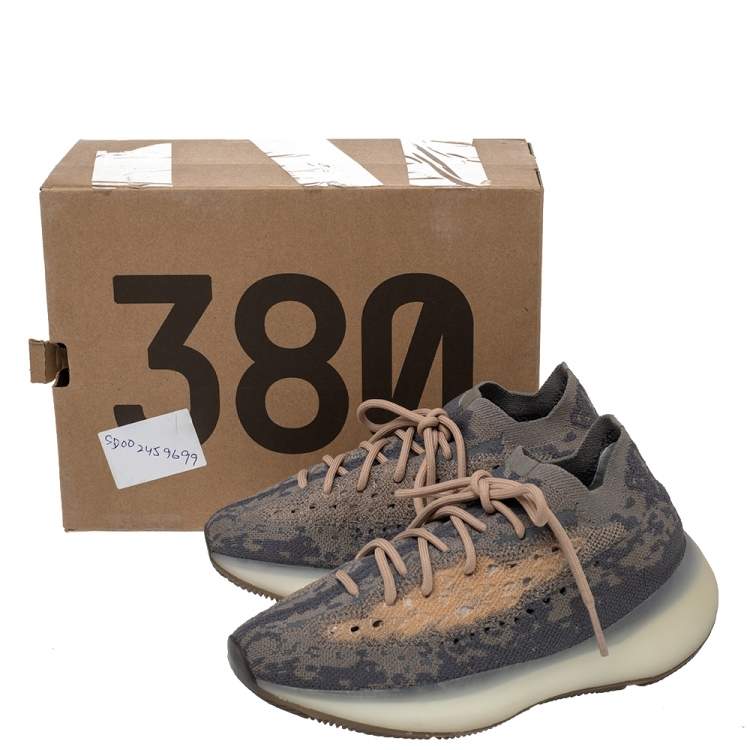 Pre Owned Yeezy x adidas Grey Knit Fabric Boost 380 Mist Low Top Sneakers Size 39 1/3