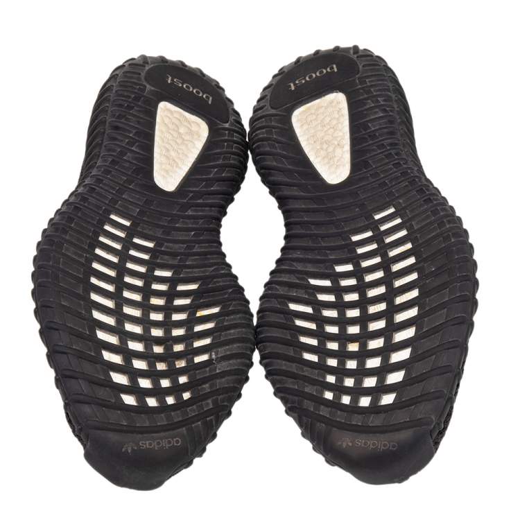 Pre Owned Yeezy x adidas Black Knit Fabric Boost 350 V2 Static Low Top Sneakers Size 44