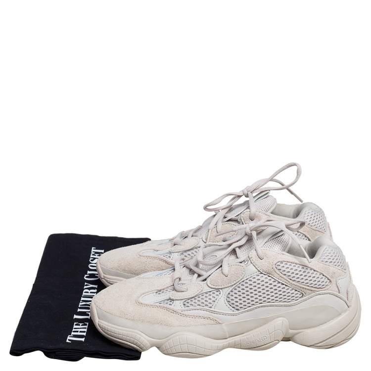 Pre Owned Adidas x Yeezy Beige Mesh And Suede 500 Blush Sneakers Size 41 1/3