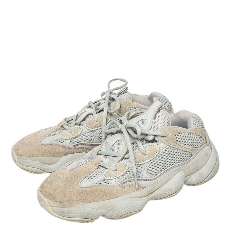 Pre Owned Yeezy x adidas Grey Mesh And Suede 500 Salt Low Top Sneakers Size 40 2/3