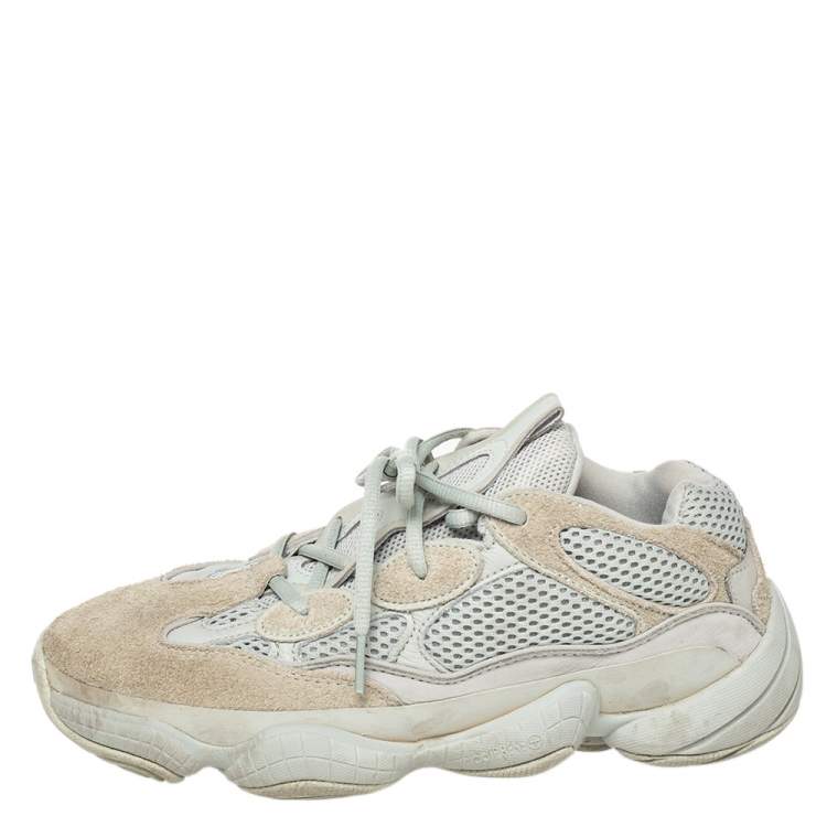 Pre Owned Yeezy x adidas Grey Mesh And Suede 500 Salt Low Top Sneakers Size 40 2/3