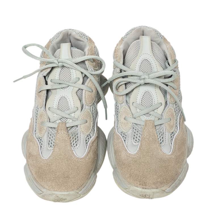 Pre Owned Yeezy x adidas Grey Mesh And Suede 500 Salt Low Top Sneakers Size 40 2/3
