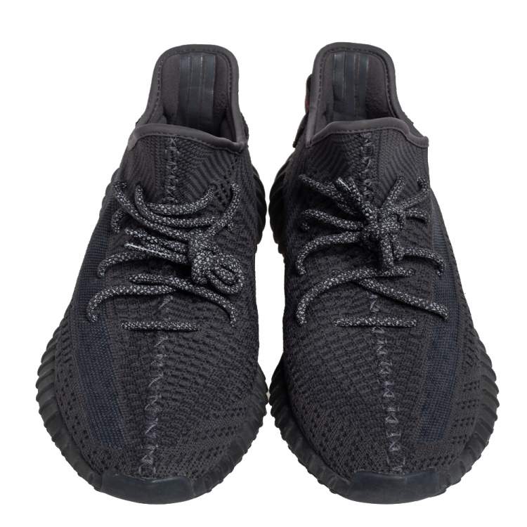 Pre Owned Yeezy x adidas Black Knit Fabric Boost 350 V2 Static Low Top Sneakers Size 43 1/3
