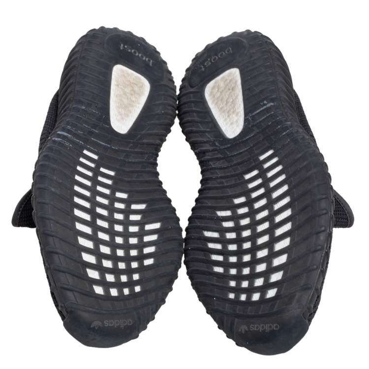 Pre Owned Yeezy x adidas Black Knit Fabric Boost 350 V2 Static Low Top Sneakers Size 43 1/3