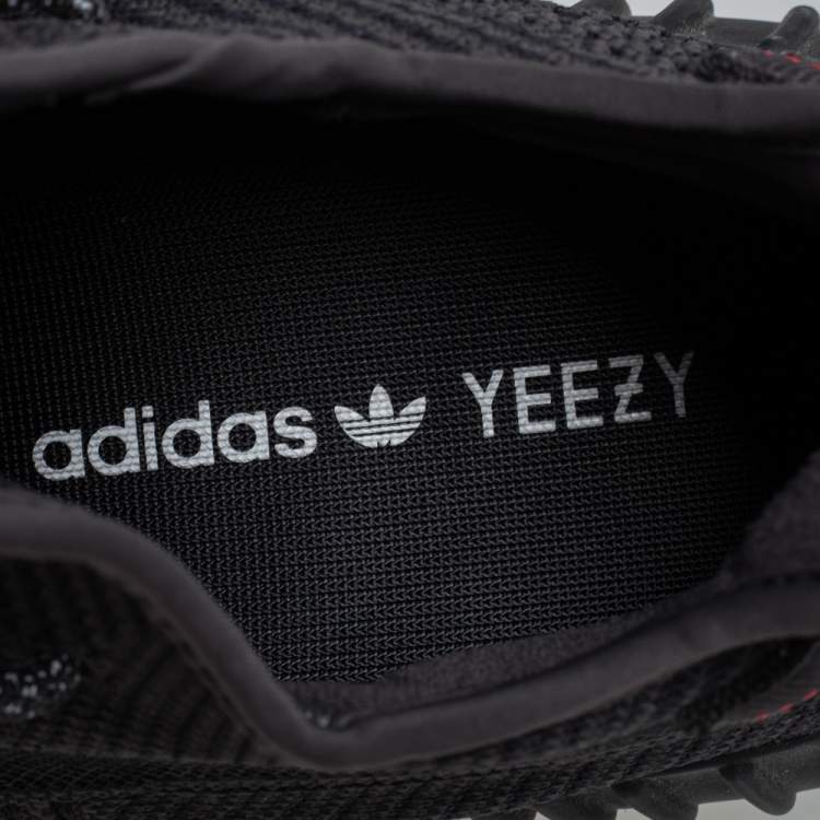 Pre Owned Yeezy x adidas Black Knit Fabric Boost 350 V2 Static Low Top Sneakers Size 43 1/3