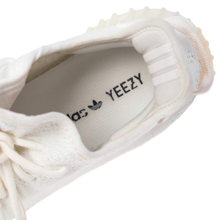 Pre Owned Yeezy x adidas White Knit Fabric Boost 350 V2 Triple White Sneakers Size 41 1/3