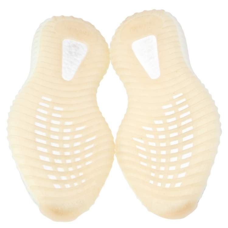 Pre Owned Yeezy x adidas White Knit Fabric Boost 350 V2 Triple White Sneakers Size 41 1/3