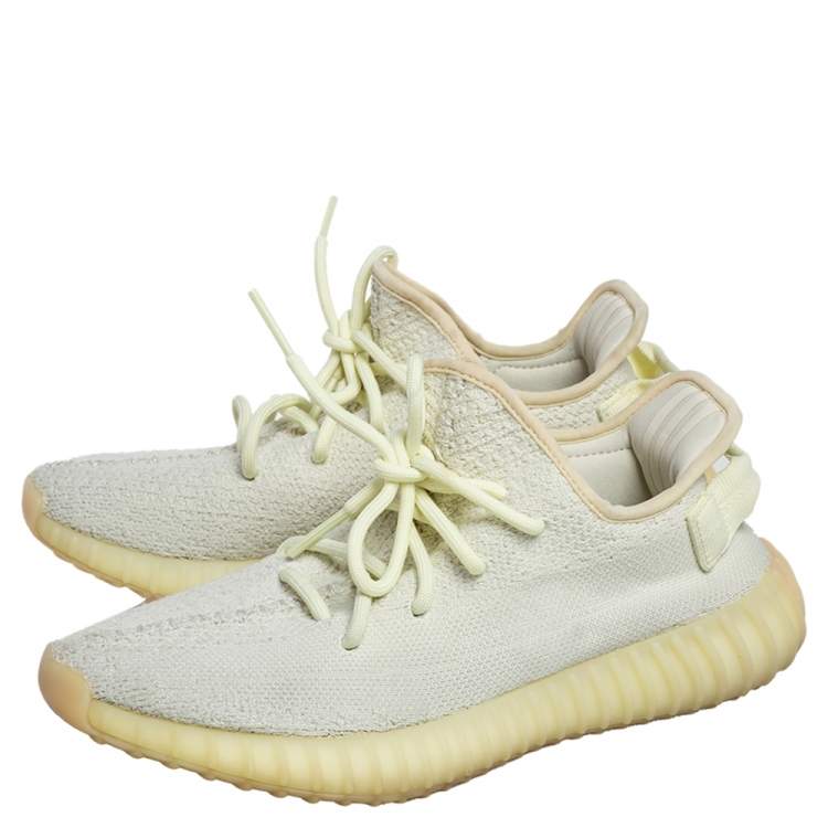 مملوكة مسبقًا Yeezy x Adidas Yellow Knit Fabric Boost 350 V2 Butter Sneakers Size 38