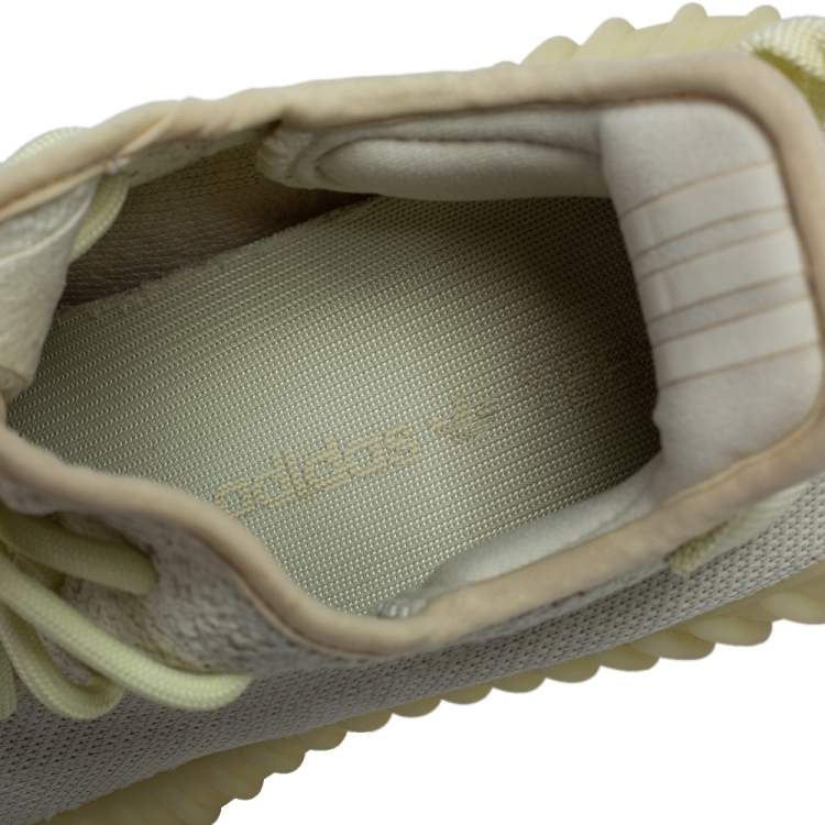 مملوكة مسبقًا Yeezy x Adidas Yellow Knit Fabric Boost 350 V2 Butter Sneakers Size 38